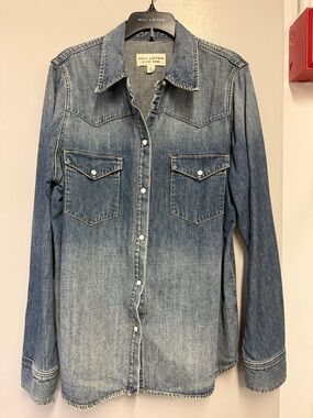 Nili Lotan Faded Blue Denim Western Shirt